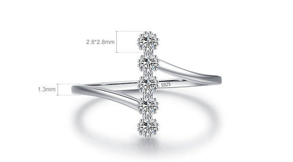 Sterling Silver Inlaid Zircon Ring For Women