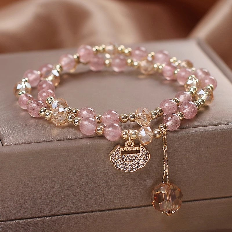 Spring New Double Ring Color Hair Crystal Bracelet For Women