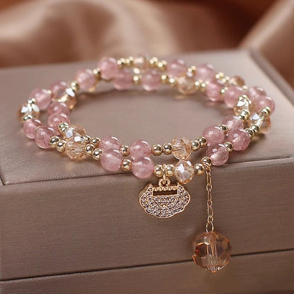 Spring New Double Ring Color Hair Crystal Bracelet For Women