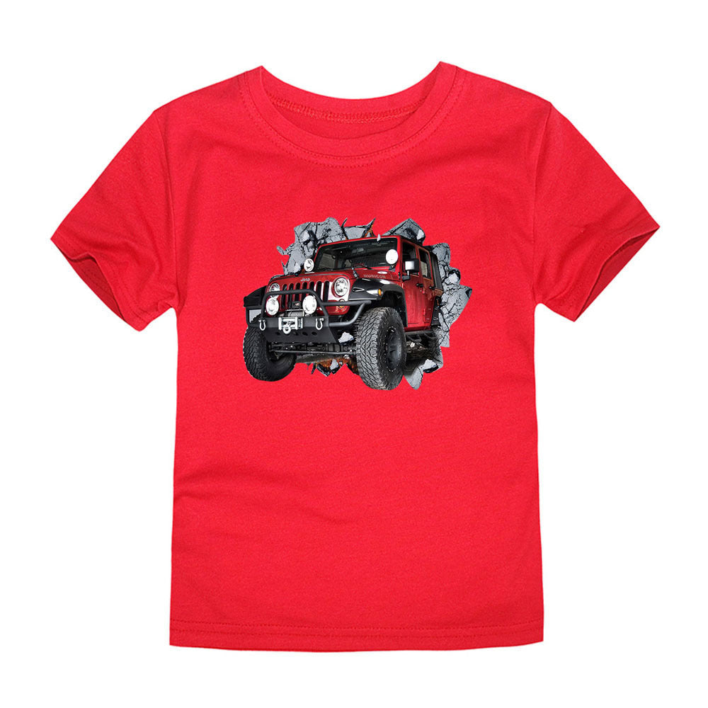 Children's Short-sleeved Cotton Heat Transfer T-shirt For Boys And Girls