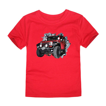 Children's Short-sleeved Cotton Heat Transfer T-shirt For Boys And Girls