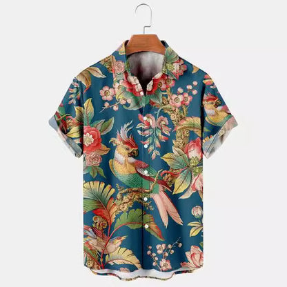 Summer Casual Printed Hawaiian Shirt Men Vacation Seaside