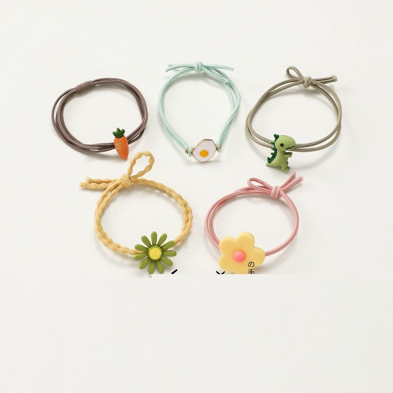 Korean Style Cute Soft Rubber Cartoon Hair Band Little Girl Hair Elastic Band Hair Rope Small Jewelry Hair Accessories Hair Ring Wholesale