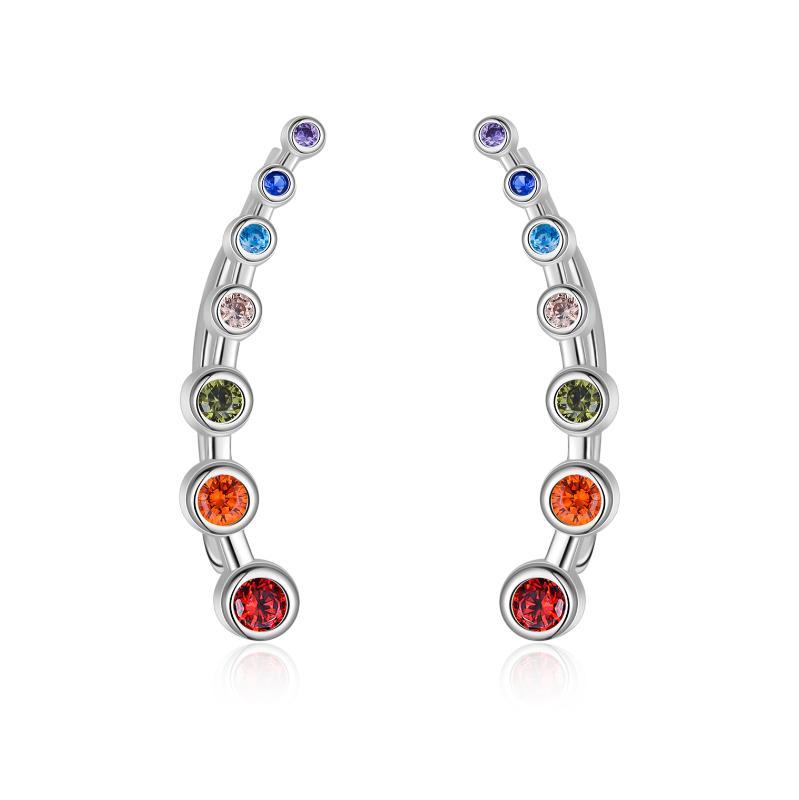 925 Sterling Silver Rainbow Chakra Earrings Yoga Jewelry for Women Girls