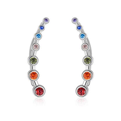 925 Sterling Silver Rainbow Chakra Earrings Yoga Jewelry for Women Girls