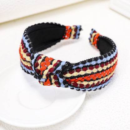 Knitted Colored Wool Contrasting Stripe Headband