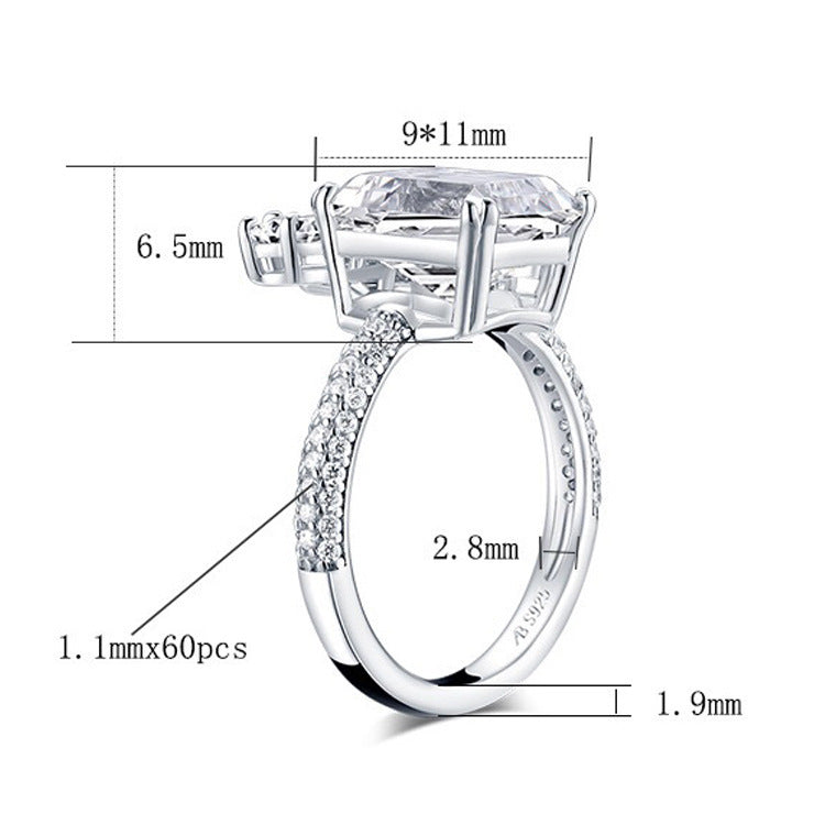 High Carbon Diamond Grandmother Cut Ring