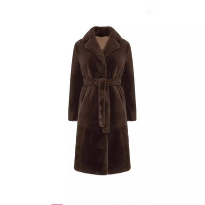 Artificial Fur Coat Suit Collar Cotton Coat Thickened Long Section Plush Trench Coat