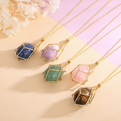 Spring 2023 New Natural Energy Crystal Pendant Ins Niche Design Valentine's Day Bag Bag Peace Necklace