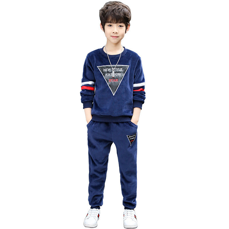 Boys' Spring Gold Velvet Children's Suit