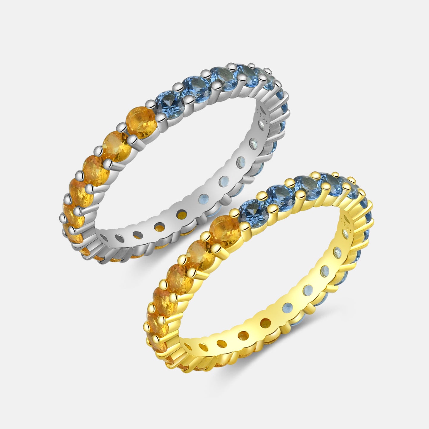 Colorful Diamond Round Simple Elegant Ring