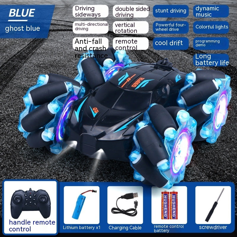 24G High-speed Wireless Remote Control Car Light Music Four-wheel Drive Double-sided Driving Flip Rotating Drift Car Stunt Car