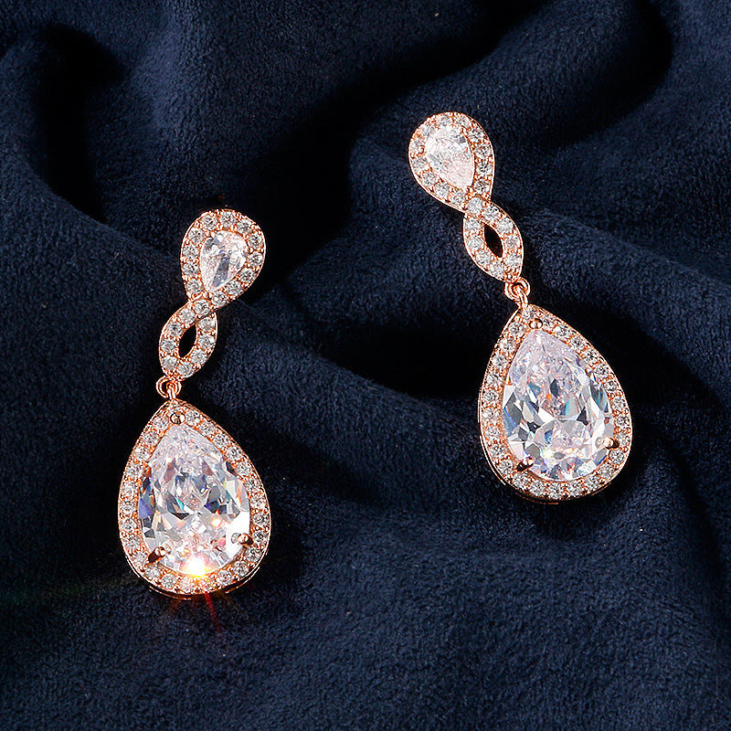 Bridal Banquet Drop-shaped Earrings With AAA Zircon