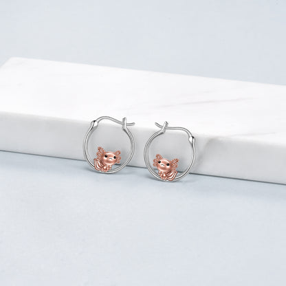 Axolotl Hoop Earrings for Women 925 Sterling Silver Axolotl Jewelry