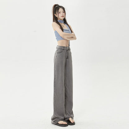 Ice Silk Thin Jeans Women's Comfortable Wide-leg Pants