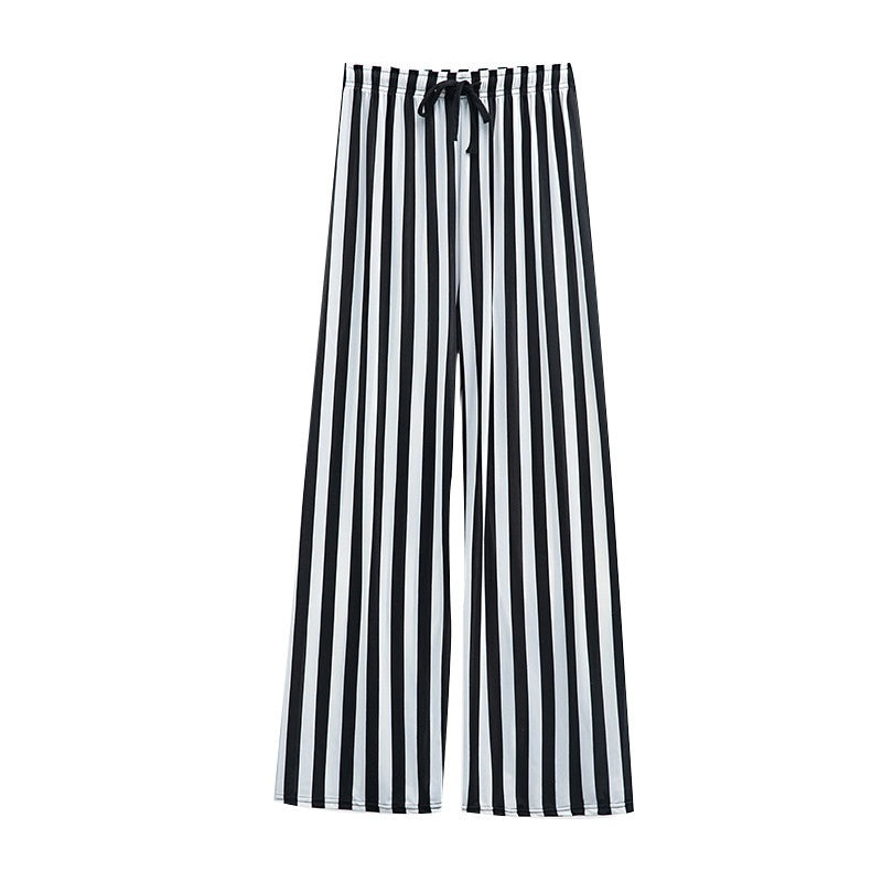 Women's Fashionable Loose Vertical Stripes Slimming Casual Wide-leg Pants