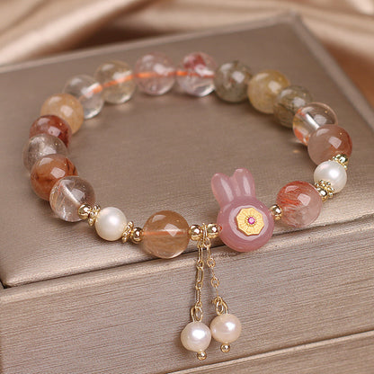 National Fashion Ancient Style Colorful Hair Crystal Rabbit Bracelet For Women