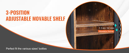 VEVOR Wine Bar Cabinet Wine Table for Liquor & Glasses Freestanding Farmhouse Wood Bar Cabinet Natural