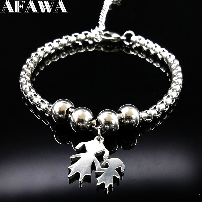 Mother Daughter Stainless Steel Bracelet for Women Stainless Steel Mother Bracelet Jewelry pulseira feminina B1944-1S01