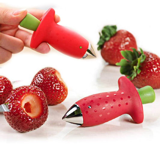 1Pcs Strawberry Huller Metal Tomato Stalks Plastic Fruit Leaf Knife Stem Remover