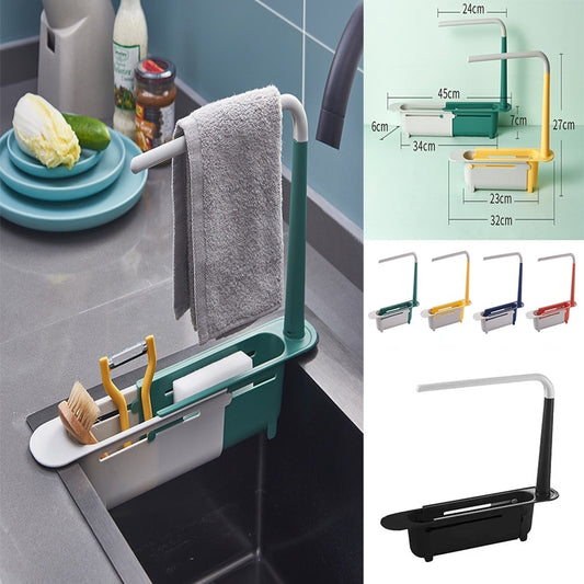 Telescopic Sink Shelf Kitchen Sinks Organizer Soap Sponge Holder Sink Drain Rack Storage Basket