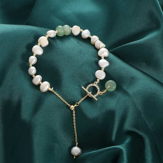 Classic Fashion Natural Stone Pearl Pendant Bracelet For Woman Exquisite New Lucky Cuff Bracelet Anniversary Gift Luxury Jewelry